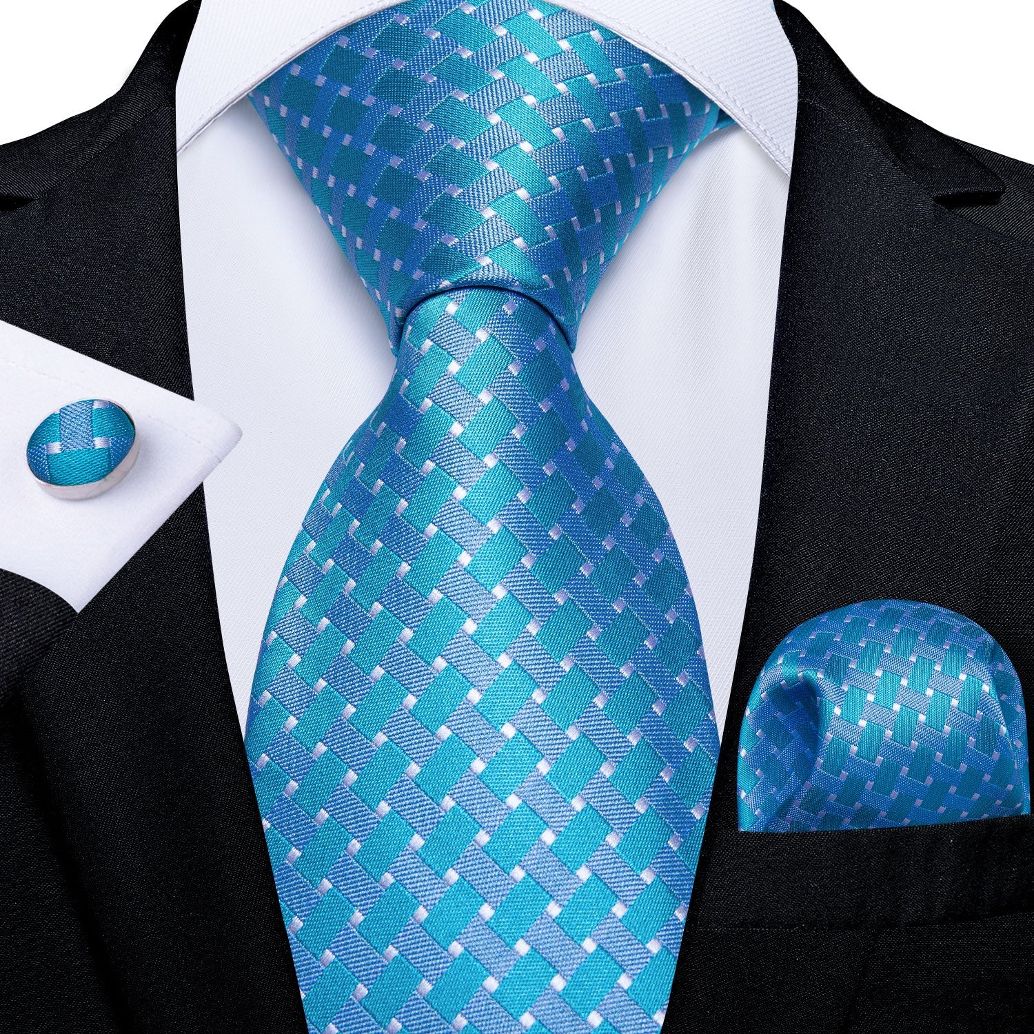 Męski krawat w kolorze turkusowo-niebieskim