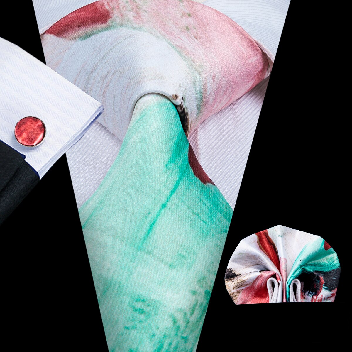 Biały, zielony i czerwony krawat