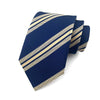 Ciemnoniebieski i beżowy krawat w paski