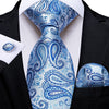 Błękitno-srebrny krawat we wzór paisley