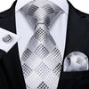 Srebrny krawat w szarą kratę