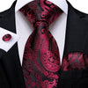 Czerwono-różowo-czarny kaszmirowy krawat