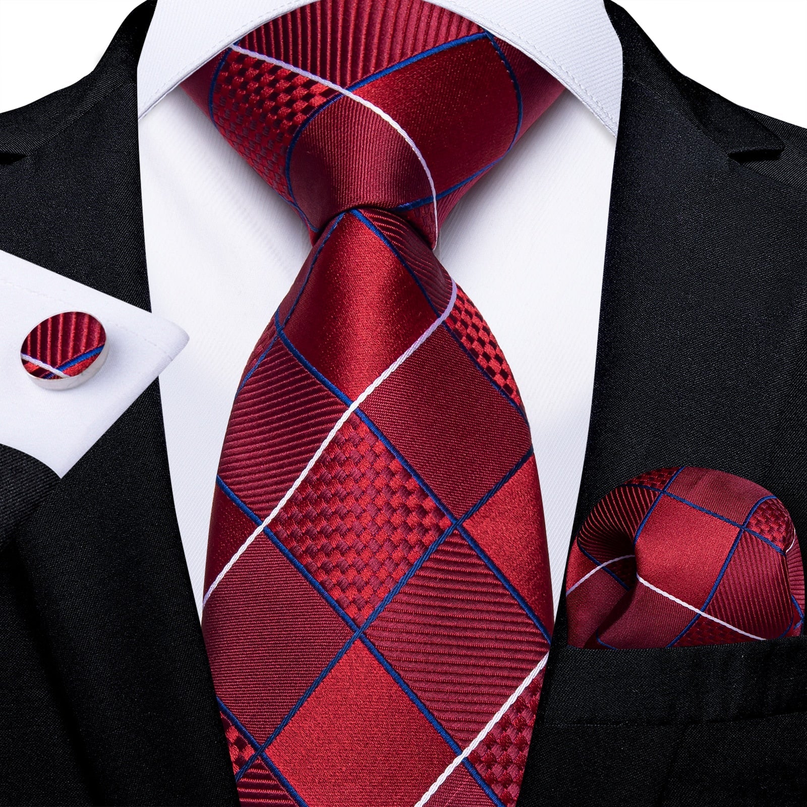 Krawat w czerwono-bordową kratę
