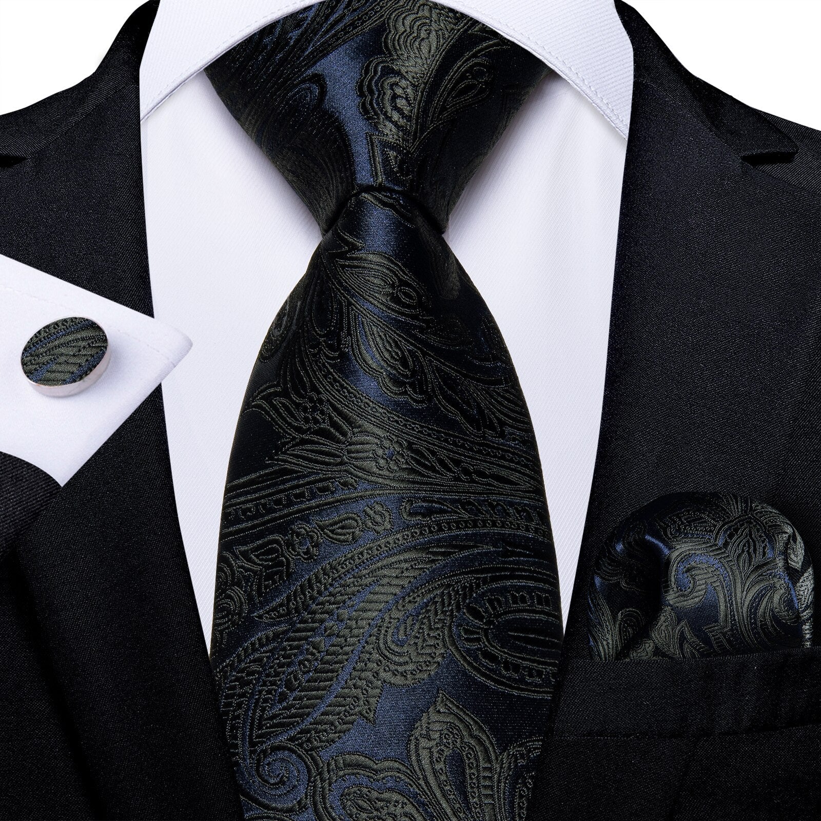 Ciemnoszary i czarny kaszmirowy krawat