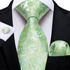 Jasnozielony i srebrny kaszmirowy krawat
