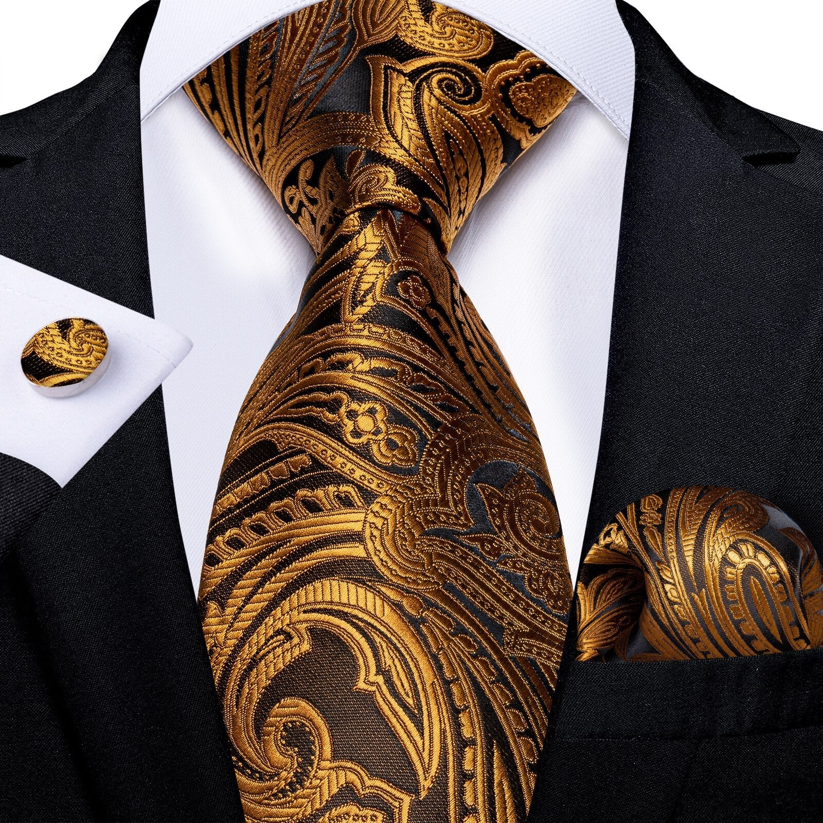 Złoto-brązowy kaszmirowy krawat