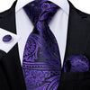 Fioletowo-czarny krawat we wzór paisley