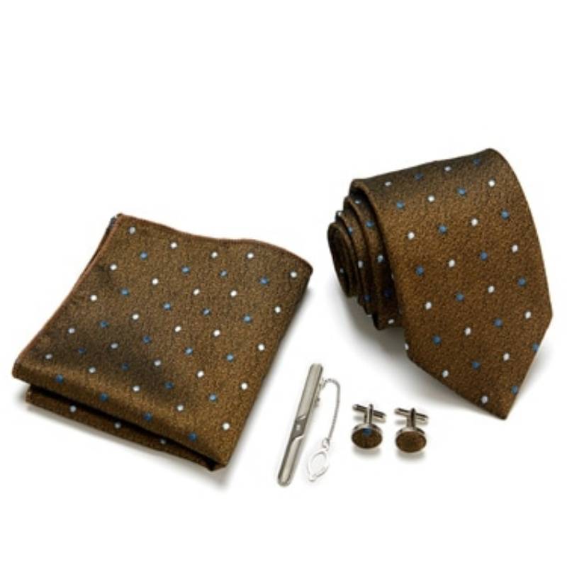 Brązowy krawat w kropki