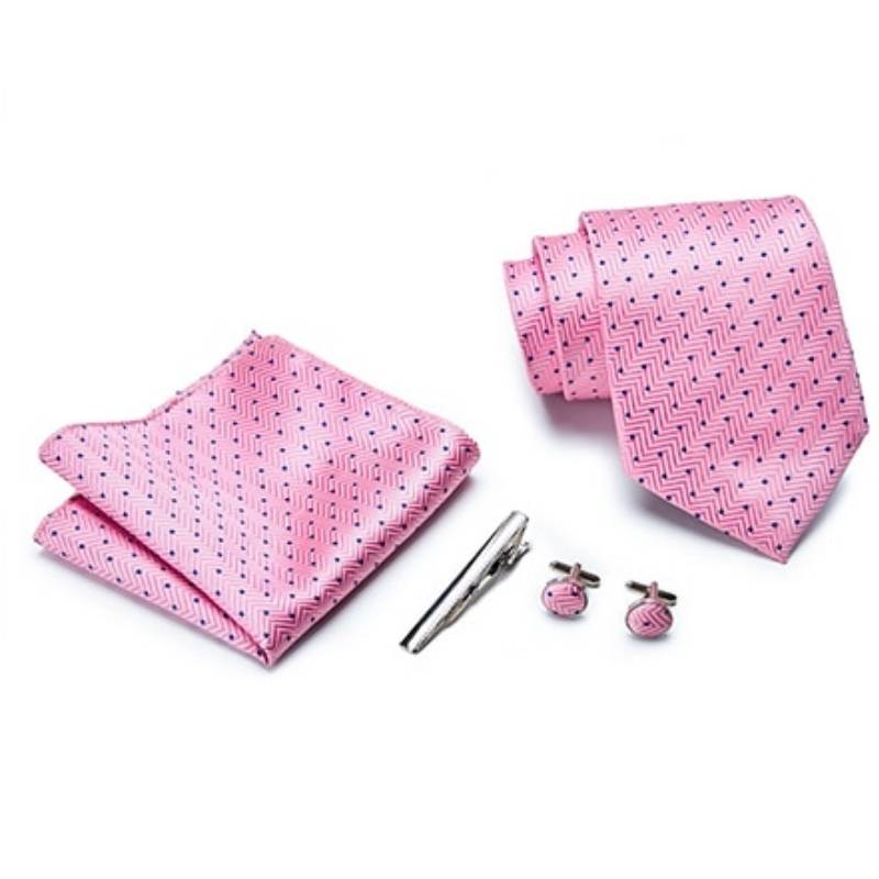 Różowy Krawat W Niebieskie Kropki