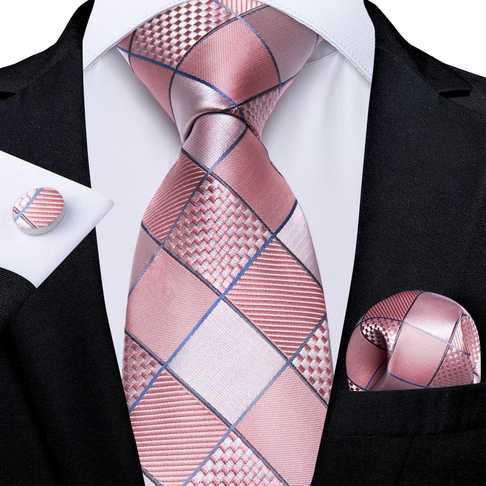 Krawat w różowo-beżową kratkę