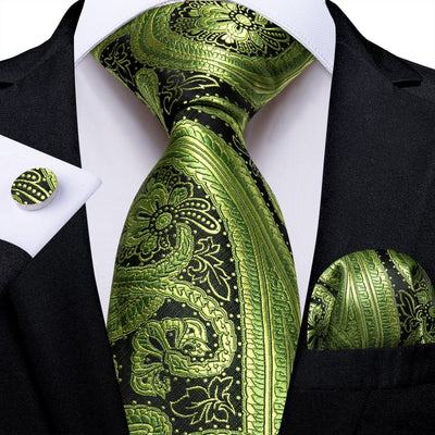 Oliwkowo-czarny kaszmirowy krawat