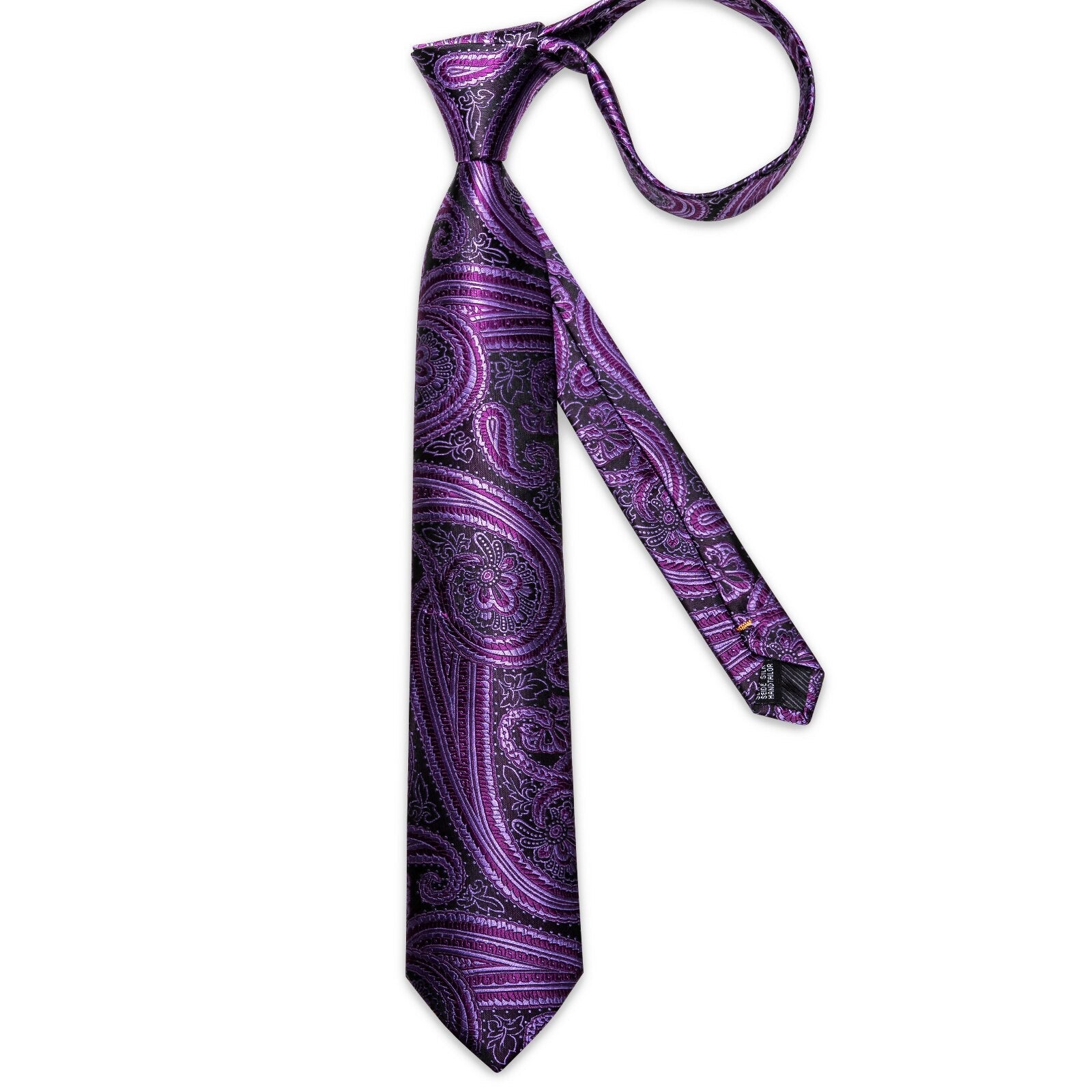 Fioletowo-czarny kaszmirowy krawat