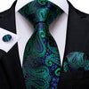 Zielony, niebieski i czarny kaszmirowy krawat