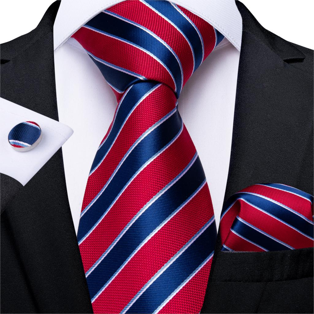 Krawat w czerwono-niebieskie paski